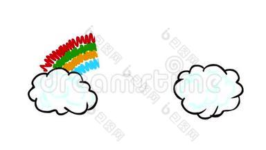 彩虹和云绘图2D动画
